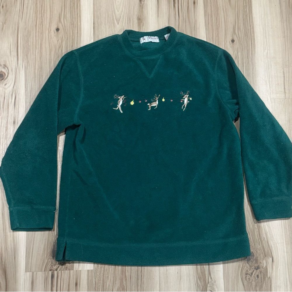 Vintage LT Sport Petite Fuzzy Reindeer Christmas Sweater Ugly Sweater Women’s PM